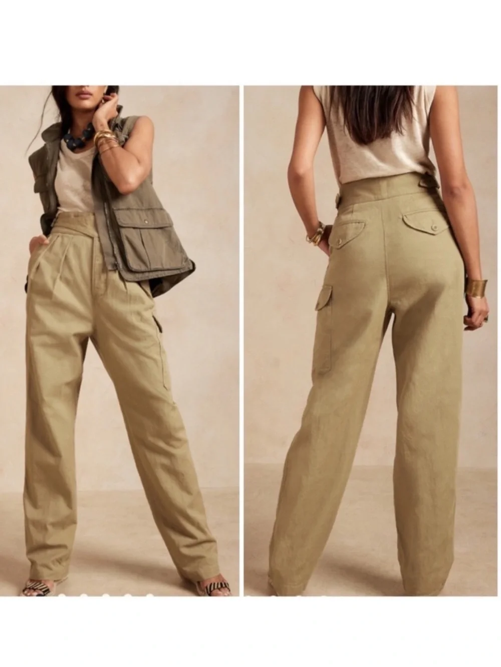 BANANA REPUBLIC I Womens Utilitarian Khaki Heritage Explorer Cargo Pants size 6S